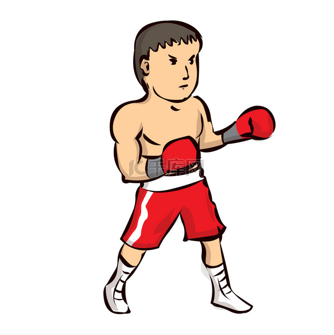 手工绘制的卡通拳击手