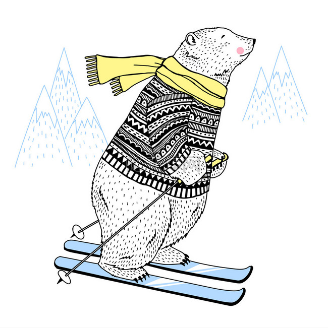 北极熊的滑雪者