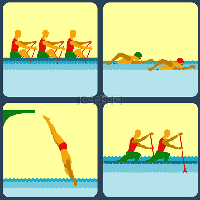 Icons with water sports