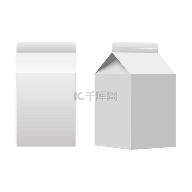牛奶或果汁纸盒包装盒白色空白隔