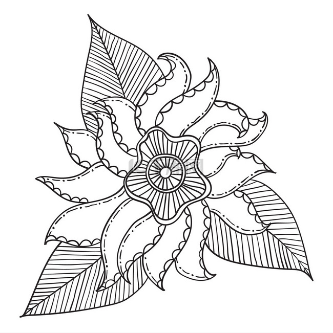 手绘制民族装饰图案花卉框架.