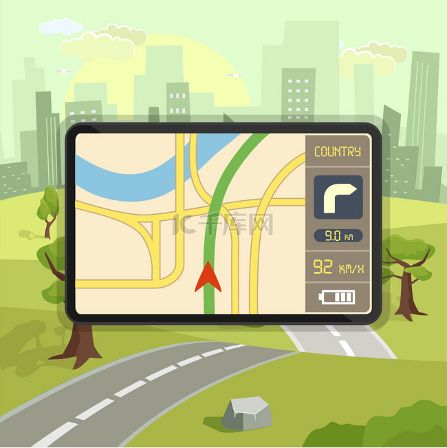 移动 gps 导航。矢量平面插画素材图片免费下载-千库网
