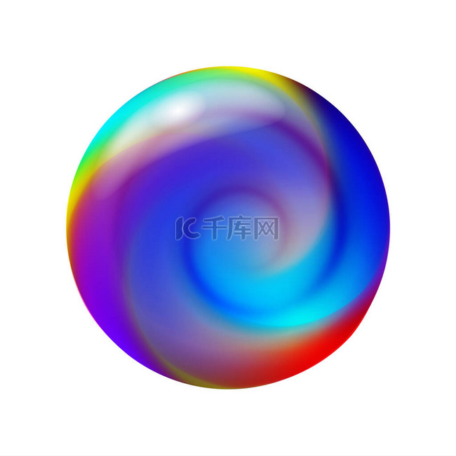 球体3D晶体，玻璃球体内有抽象