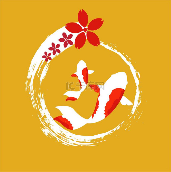 Koi 标志 日本 鱼 日本 