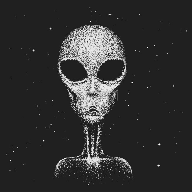 Face of alien in space.