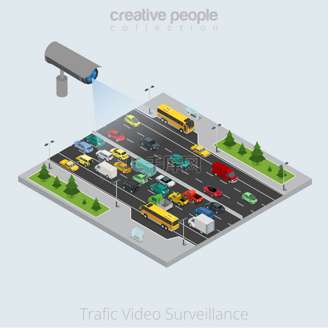 安全摄像头观看城市交通