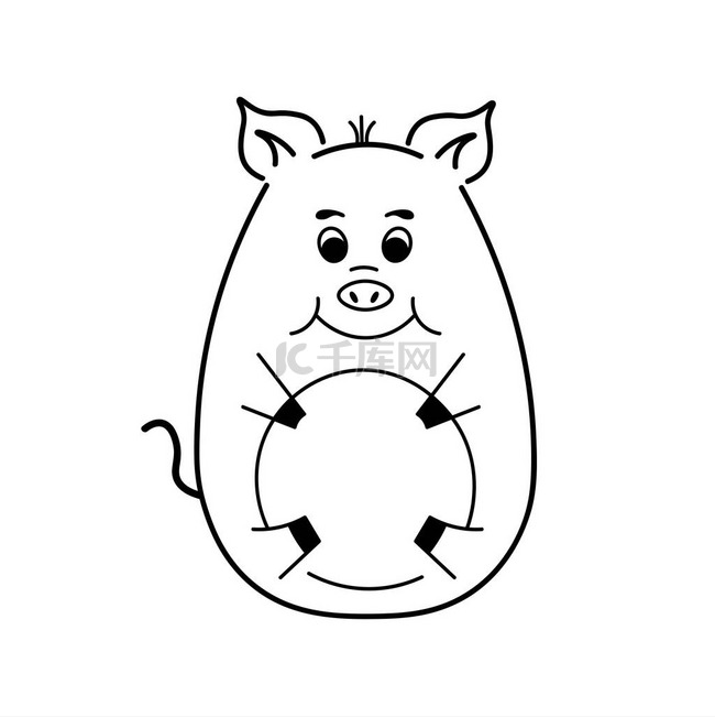 一个快乐的小猪象征新的一年与图