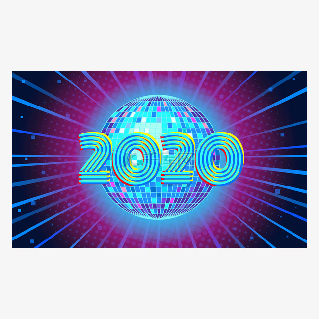 2020新年蓝色迪斯科舞会背景