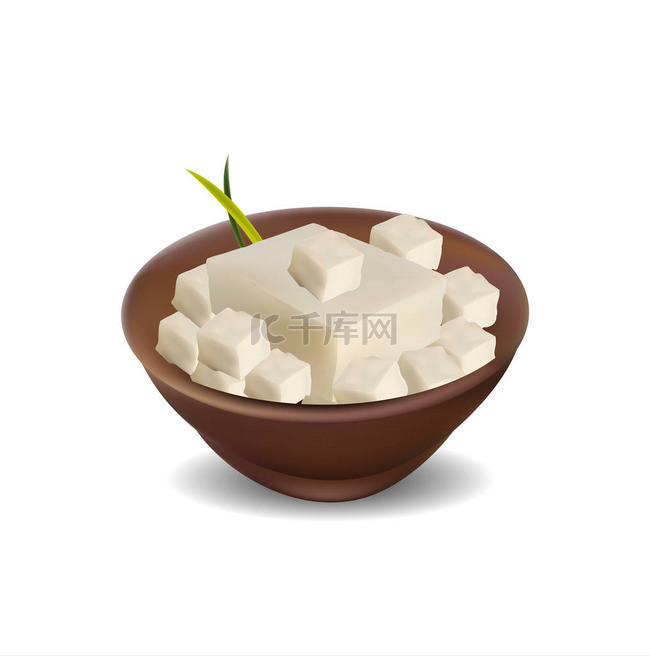 在白色载体现实例证分离的豆腐