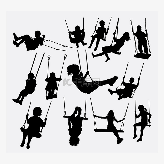 Swing people male and female silhouette