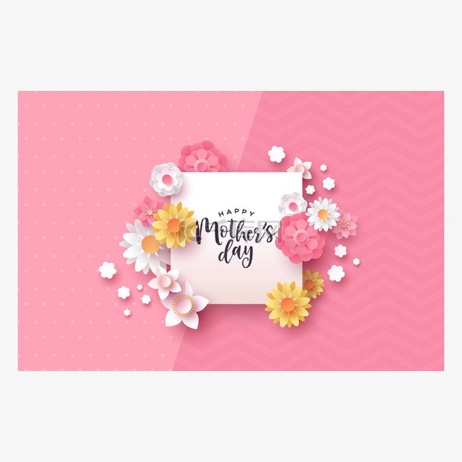母亲节快乐纸切贺卡模板的框架标