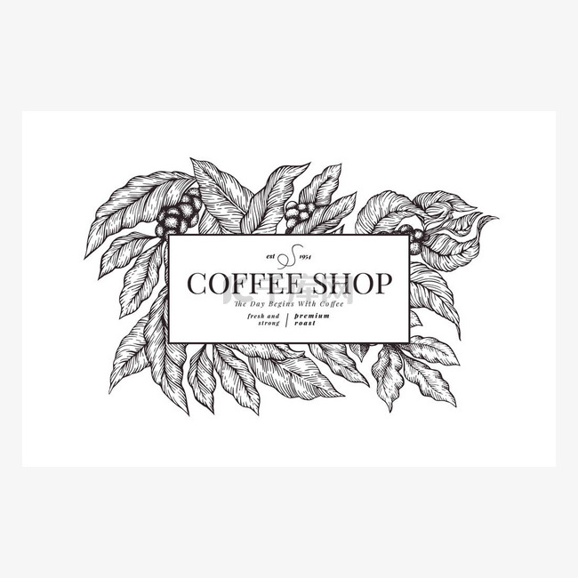 Coffee vector design template. Vintage coffee background. Hand d素材图片免费 ...
