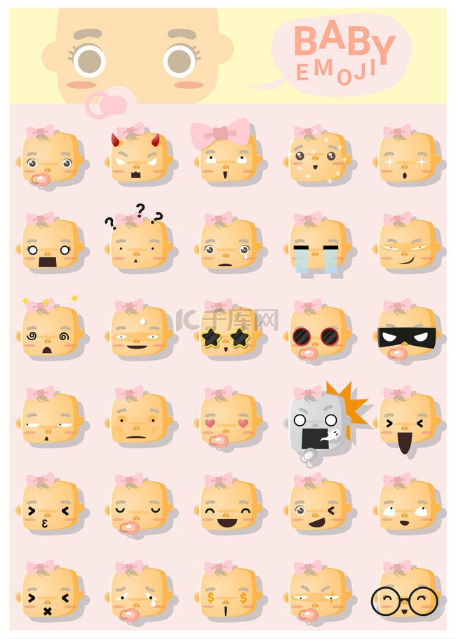 Baby emoji icons , vector, illustration