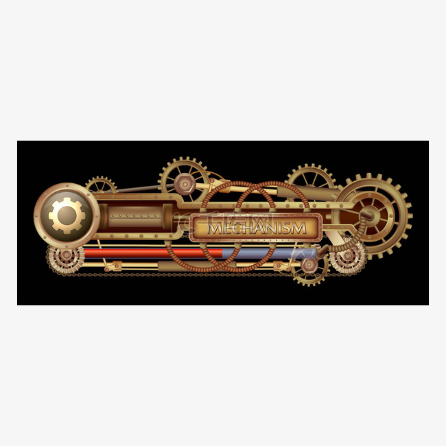 机械横幅装饰与黄铜齿轮, 喷嘴