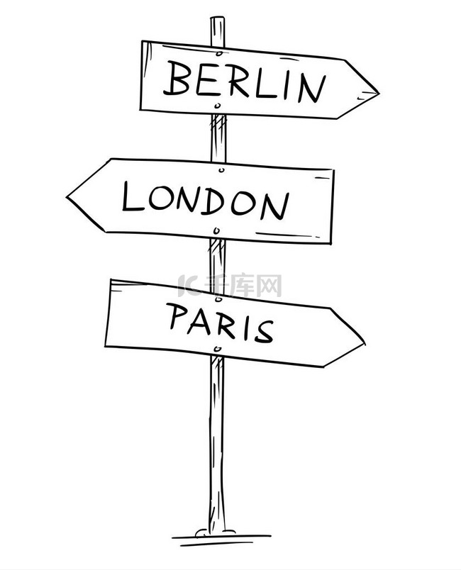 绘制旧三方向箭头标志与柏林, 