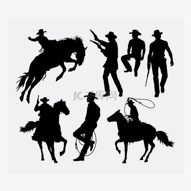 Cowboy activity silhouettes