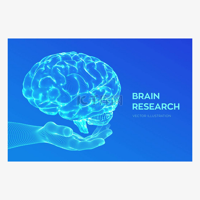 大脑。人脑研究。3d 科技概念
