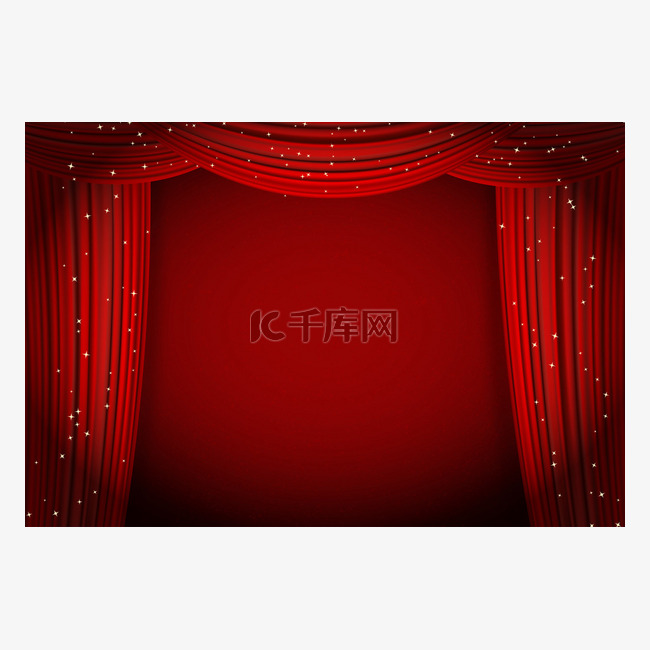 红色的窗帘上的红色背景与闪闪发