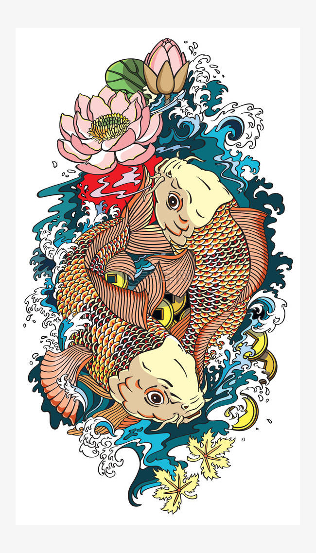 两个锦鲤鱼纹身