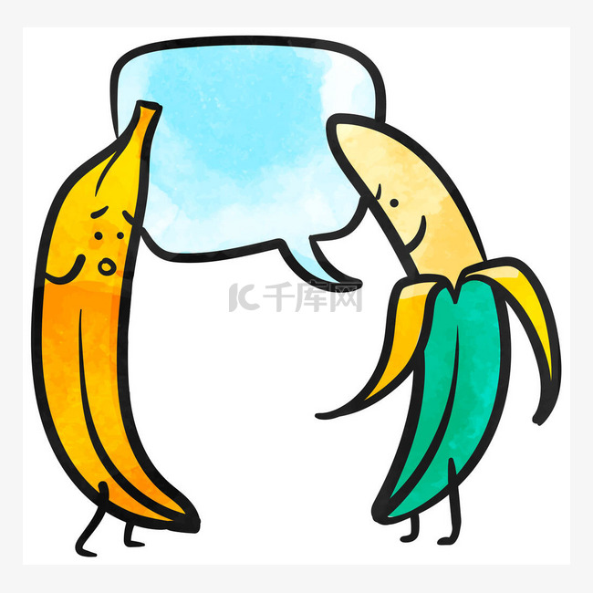 水彩画香蕉人物画