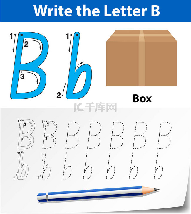 字母 b 跟踪字母表工作表插图
