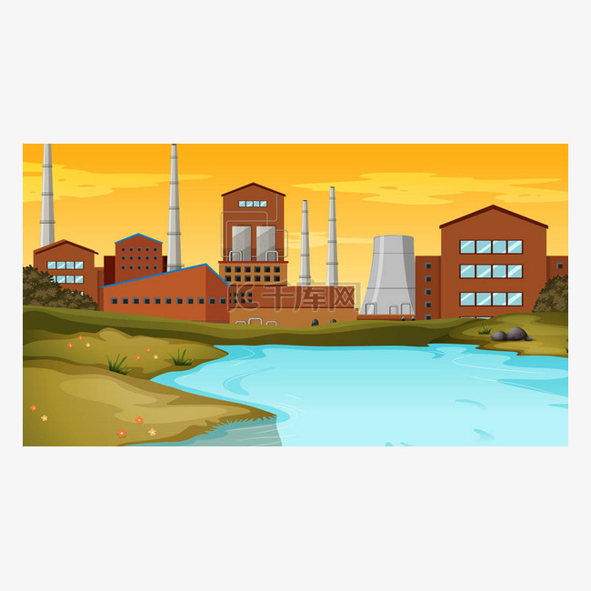 工厂和池塘场景