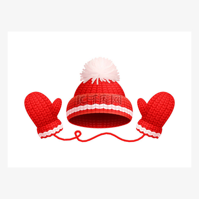 冬季温暖红帽, 白色庞蓬, 针