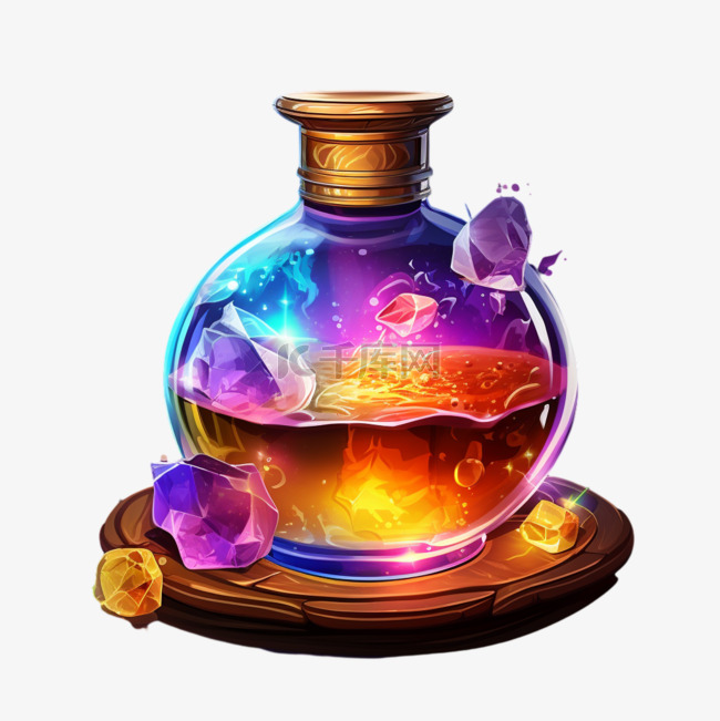 魔法瓶图标玻璃质感游戏免扣元素