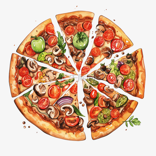 美食手绘披萨元素