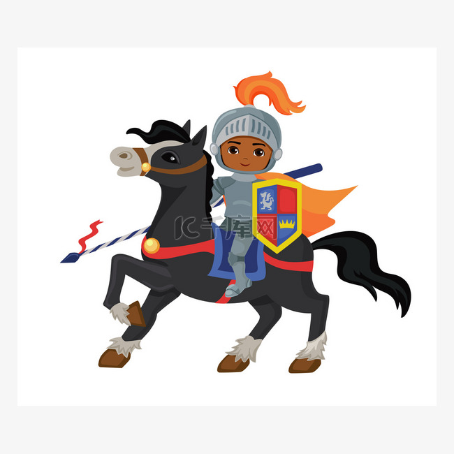 勇敢的骑士骑着一匹马做好战斗的