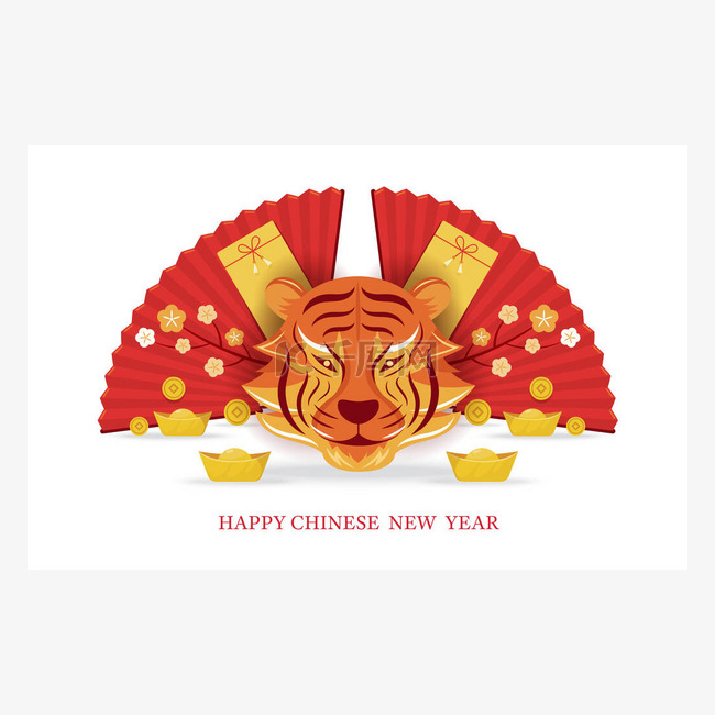 虎头，2022中国新年装潢背景