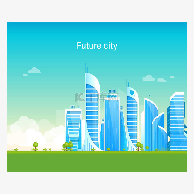 未来的城市。生态友好, 智能,