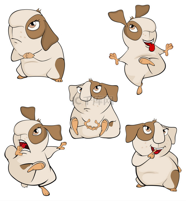 Funny brown guinea pig cartoon set