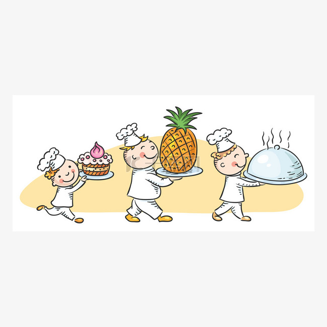 三个快乐卡通厨师