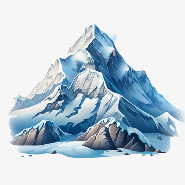 雪山3d冰山元素立体免扣图案