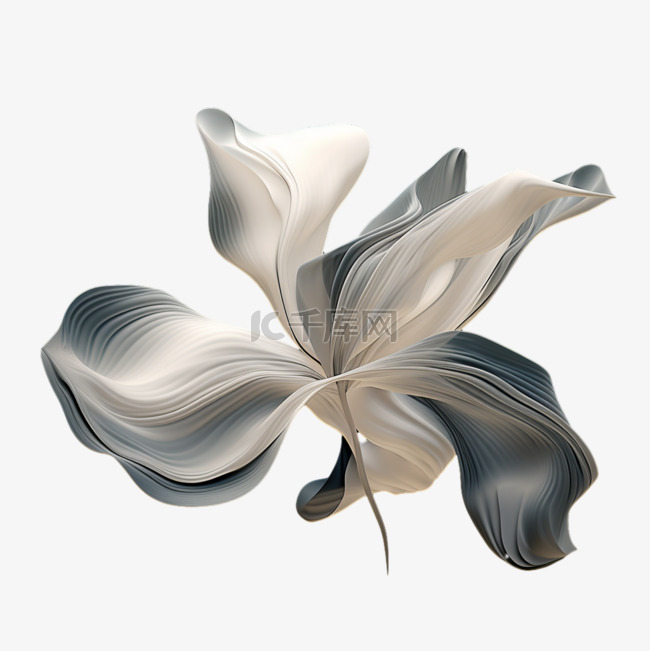 黑白线条花朵元素立体免扣图案