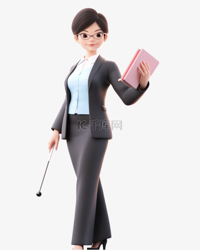 3D立体卡通人物形象女老师女教