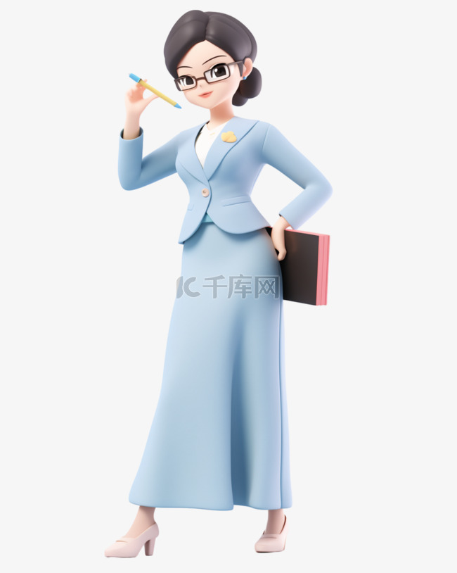 3D立体卡通人物形象女老师女教