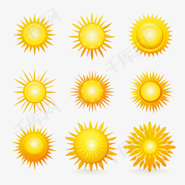太阳图标集，用于天气应用程序或