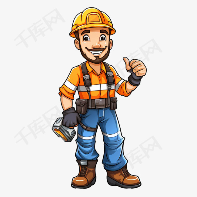 专业工人安全机械工程师人物卡通