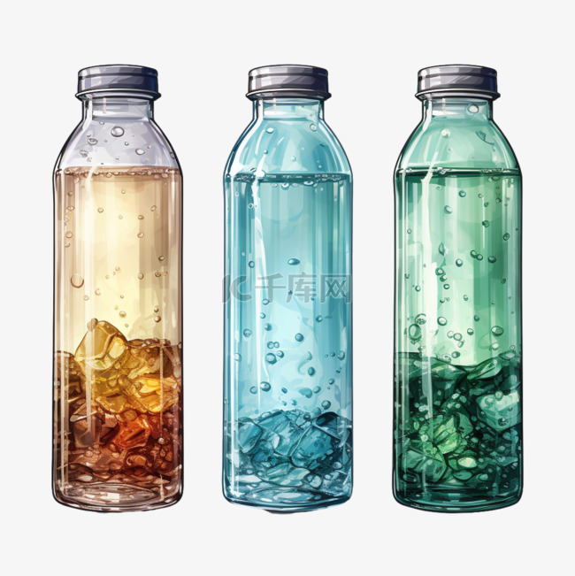 瓶子艺术玻璃元素立体免扣图案