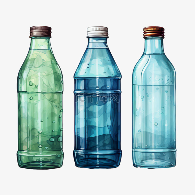 瓶子图形几何质感玻璃元素立体免