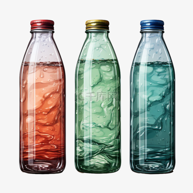 瓶子图形玻璃元素立体免扣图案