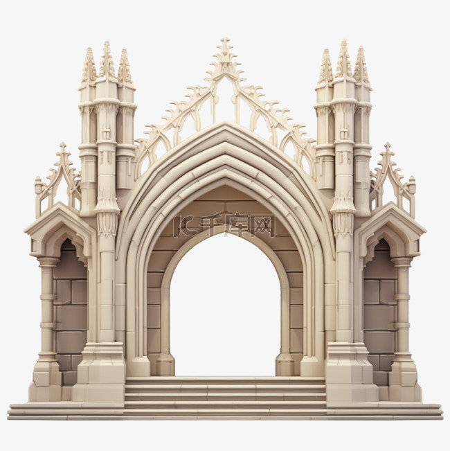 拱门质感建筑元素立体免扣图案