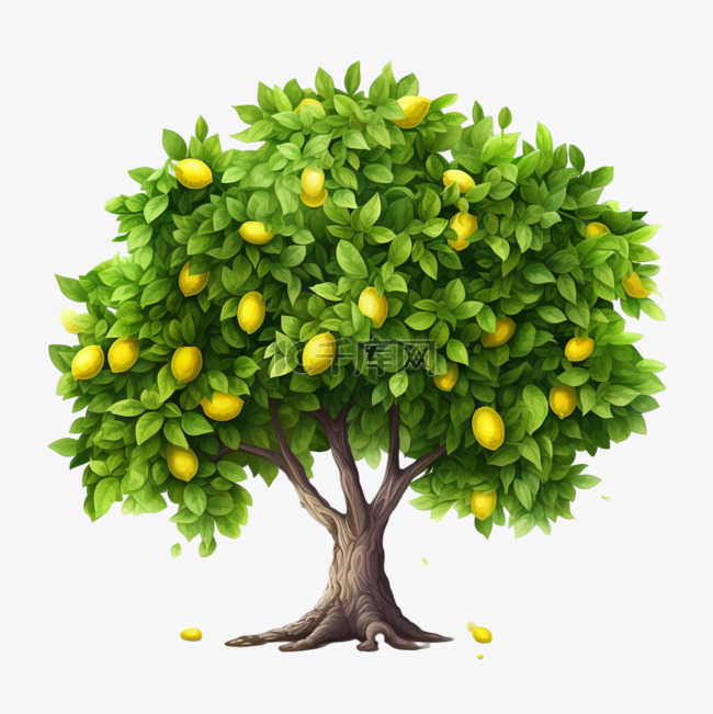 柠檬树真实植物元素立体免扣图案
