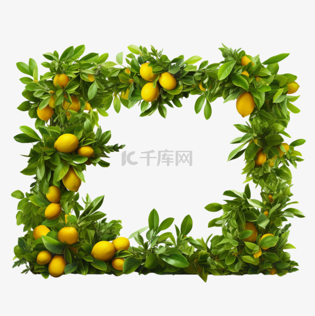柠檬树装饰边框植物元素立体免扣