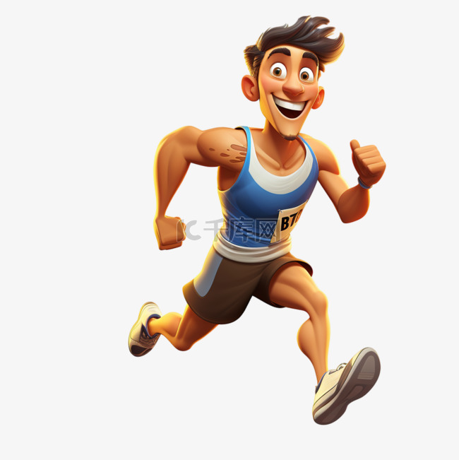 运动员图形跑步元素立体免扣图案