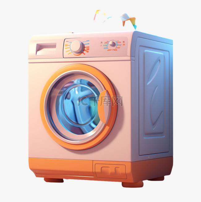 洗衣机数字艺术电器元素立体免扣