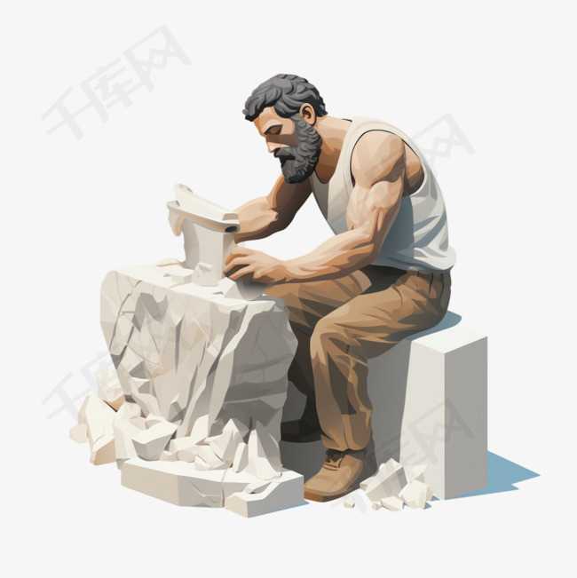 雕刻家用石头制作雕像素材图片免费下载-千库网