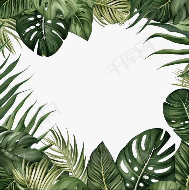 绘制的热带树叶背景